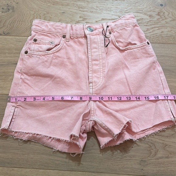 Zara Washed Pink Hugh Waisted Button Fly 5-Pocket Denim Shorts - Picture 11 of 14